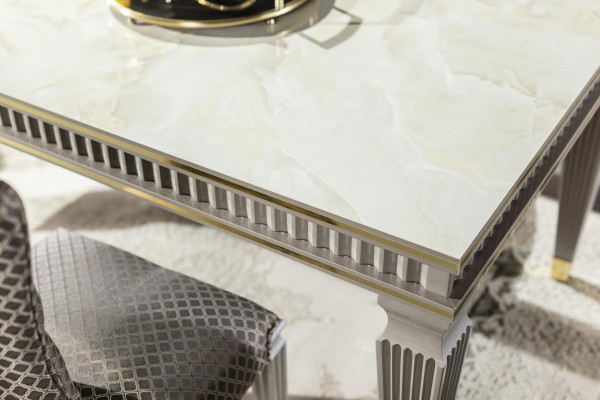 Mesa de comedor blanca, comedor, muebles de madera, diseño elegante de mesa de lujo estilo