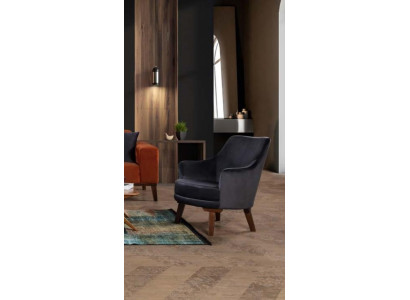 Diseño de sillón de sala de estar 1 asiento moderno de tela de poliéster color gris.