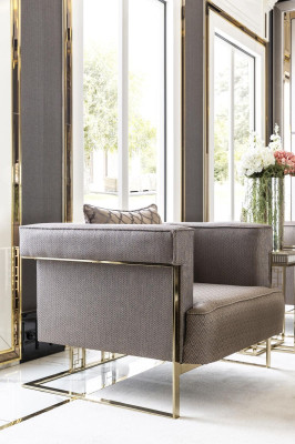 Sillón beige diseño de sala de estar elegante mueble moderno de 1 plaza hermoso lujo nuevo.