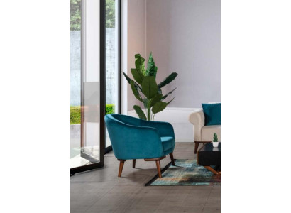 Sillón de lujo de 1 plaza, sillón de diseñador tapizado de tela de 1 plaza.