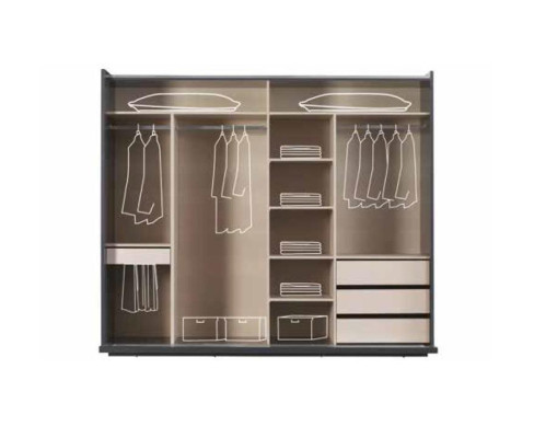 Modern set de dormitorio gris Cama 2x Mesita de noche Armario Cómoda 5 piezas.