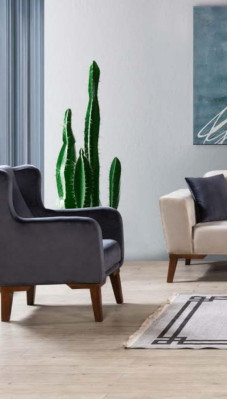 Sillón de lujo de diseñador de 1 plaza tapizado en textil.