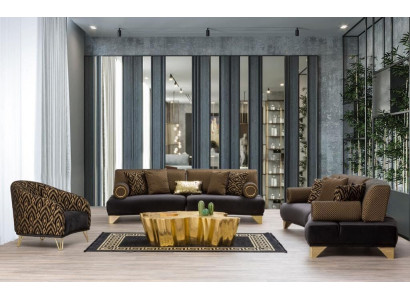 Sofá conjunto sofá sofás sofá sillón tres plazas 3+3+1 asientos tela grupo nuevo