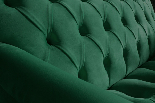 Chesterfield sofá de dos plazas tapizado de cuero verde estilo moderno tela