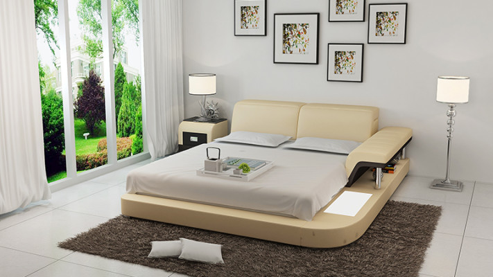 Lujo cama de agua multifuncional doble cama de agua tapizada 200x200 + USB