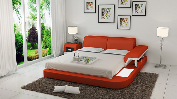 Lujo cama de agua multifuncional doble cama de agua tapizada 200x200 + USB