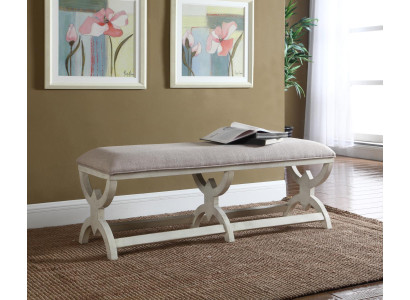 Taburete Reposapiés Pie Muebles Vivir Bancos Asiento Cuero Beige Diseño Otomana