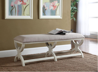 Taburete Reposapiés Pie Muebles Vivir Bancos Asiento Cuero Beige Diseño Otomana