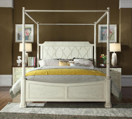 Cama con dosel Diseño de cama de madera real Camas de lujo Muebles clásicos de dormitorio Nuevos