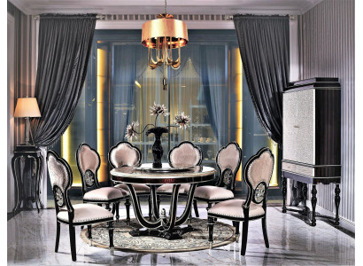 Trono real para 6 personas para la sala de estar en negro y beige.