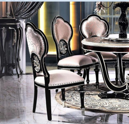 Trono real para 6 personas para la sala de estar en negro y beige.