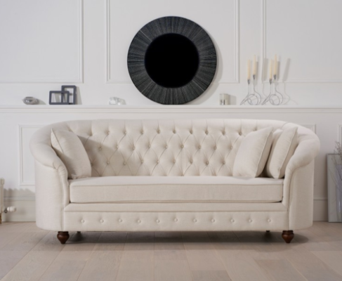 Sofá real beige - Muebles de diseño de lujo Chesterfield tapizado.