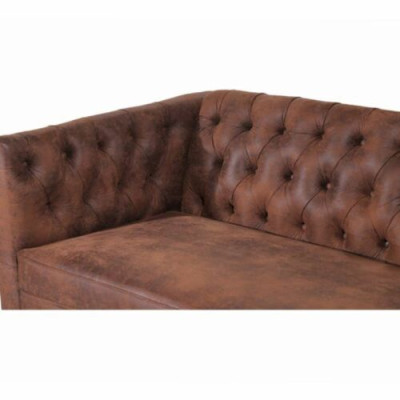 Sofá Chesterfield estilo americano de cuero marrón de tres plazas.