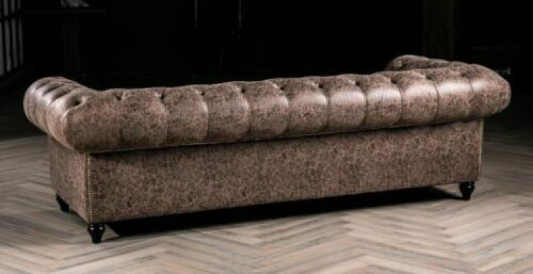 Sofá Chesterfield para club de caballeros de cuero , marrón, para tres personas, NUEVO