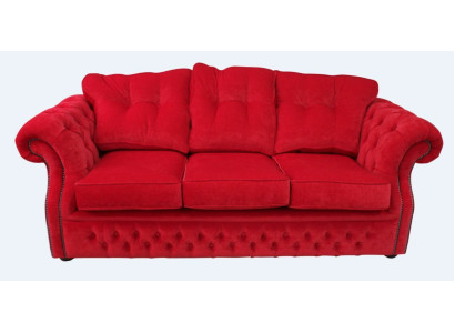 Tela de Chesterfield rojo para el sofá de la sala de estar de tres plazas.