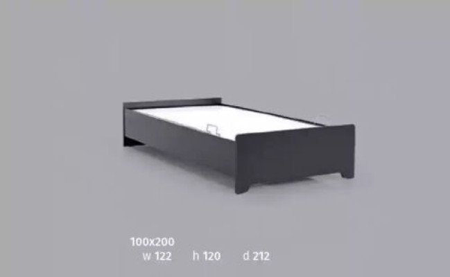 Camas de diseño Cama infantil negra Cama juvenil moderna 100x200cm
