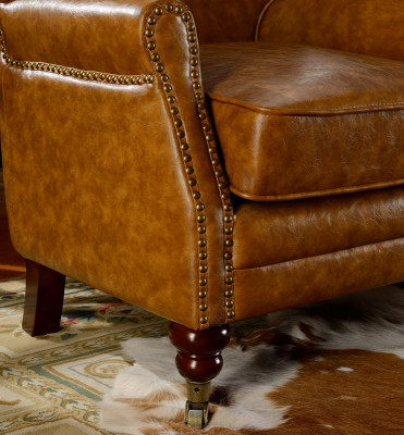 Chesterfield Butaca de orejas Marrón Cuero Conjunto de sofás Sillón Sofá de cuero Nuevo