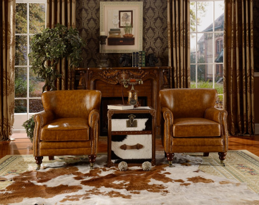 Chesterfield Butaca de orejas Marrón Cuero Conjunto de sofás Sillón Sofá de cuero Nuevo