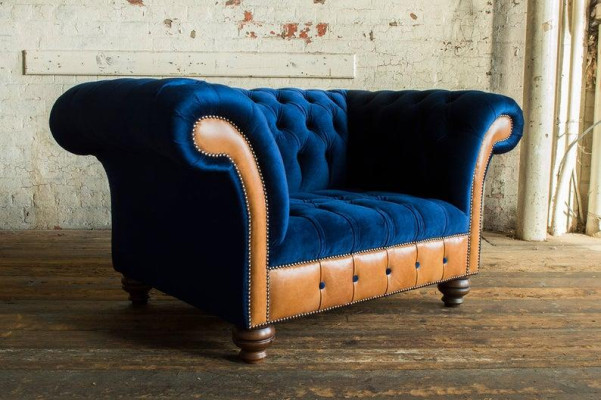 Chesterfield tela tapizada sillón 1 plaza Sofás diseño Lujo sofás de tela
