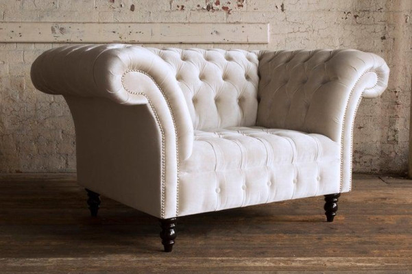 Chesterfield Sillón Sofá de televisión 1 plaza Sofá de tela, tela, cojines #4