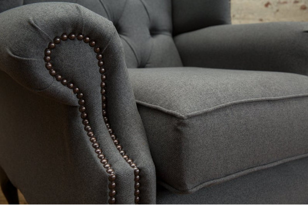 Chesterfield Diseño Sofás de Tela de Lujo Tapizado Textil Sillón de Orejas 1 Plaza Sofá Acolchado