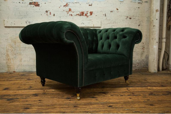 Chesterfield Design Sofá Sillón Sofá Tapizado Lujo Tela Sofás 1 Plaza #103