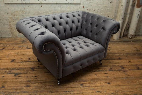 Sofá de diseño Chesterfield para 1 persona, sofá tapizado de lujo clásico de tela.