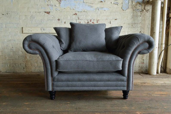 Chesterfield Diseño Sofá Sillón Sofá Tapizado Lujo Tela Sofás 1 Plaza #110