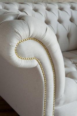 Sofá de diseño Chesterfield Sillón Sofá Tapizado de lujo Textil Sofás 1 plaza #112