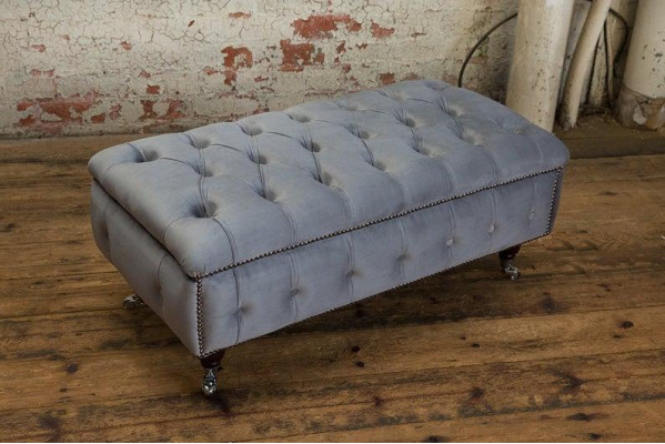 Chesterfield Taburete Puf Silla de pie Tapizado Otomana Auxiliar Relax Textil Cuero Nuevo
