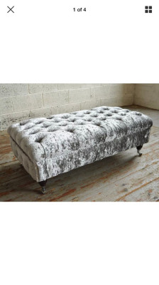 Chesterfield Textil Hocker XXL Grande Reposapiés Banco de lujo en tela