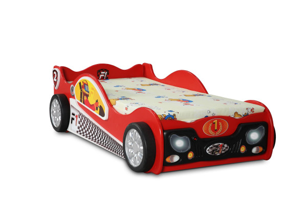Habitaciones infantiles Camas individuales Cama de coche de diseñador Cama roja Muebles elegantes