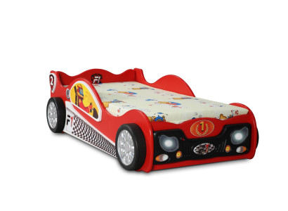 Habitaciones infantiles Camas individuales Cama de coche de diseñador Cama roja Muebles elegantes