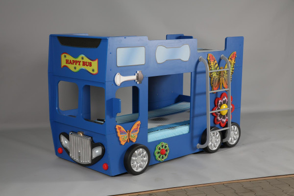 Cama infantil azul de madera muebles litera cama de bombero de estilo elegante