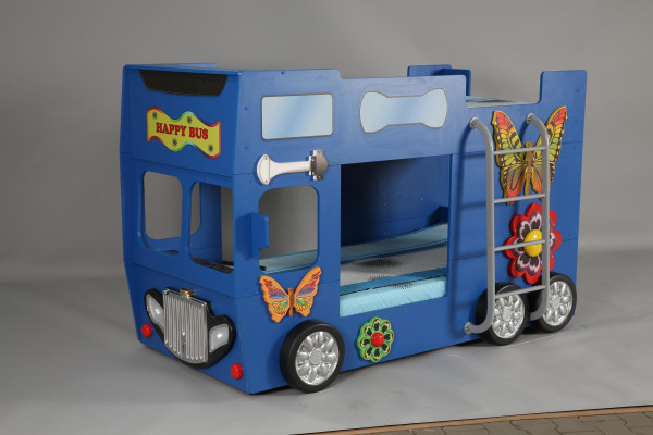 Cama infantil azul de madera muebles litera cama de bombero de estilo elegante
