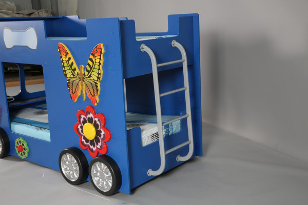 Cama infantil azul de madera muebles litera cama de bombero de estilo elegante