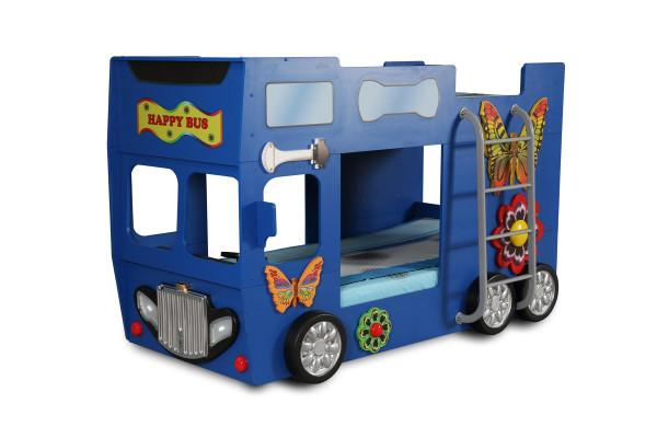 Cama infantil azul de madera muebles litera cama de bombero de estilo elegante