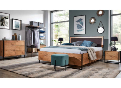 5 piezas. Conjunto completo de dormitorio de madera con diseño de estilo loft cama cómoda armario