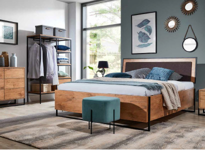 5 piezas. Conjunto completo de dormitorio de madera con diseño de estilo loft cama cómoda armario