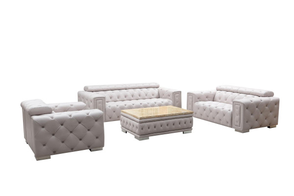 Sofá conjunto de cuero acolchado diseño Chesterfield 3+2+1 set 9914 nuevo