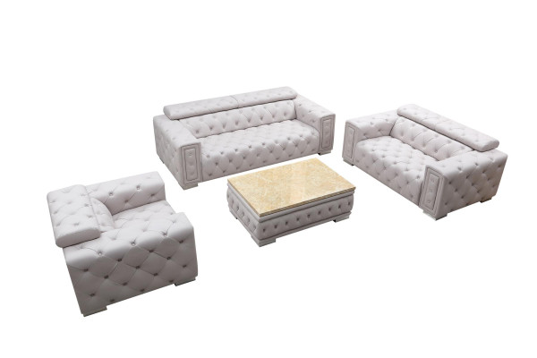 Sofá conjunto de cuero acolchado diseño Chesterfield 3+2+1 set 9914 nuevo