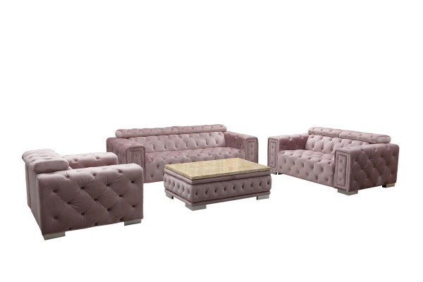 Conjunto de sofás Conjunto de tapicería Diseño Chesterfield Juego de sofás 3+3 9914 Velvet Set