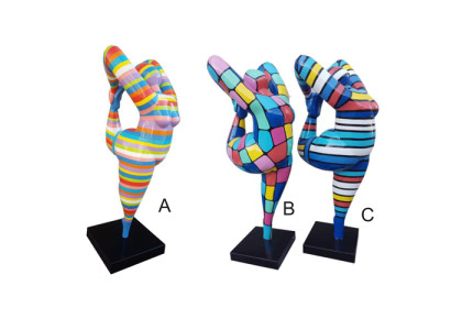 Figura abstracta de diseñador, estatuas XXL en jardín, sala de estar, escultura de arte coloreada.