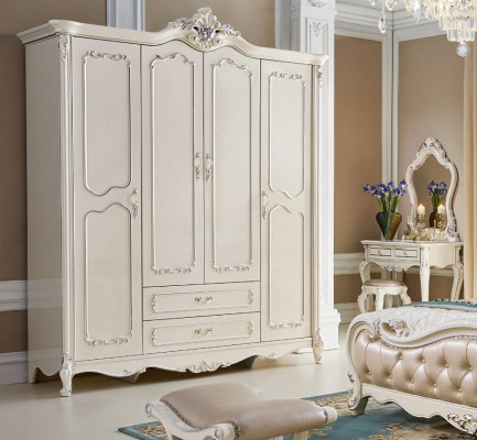 Estilo antiguo clásico armario de madera guardarropa dormitorio barroco.