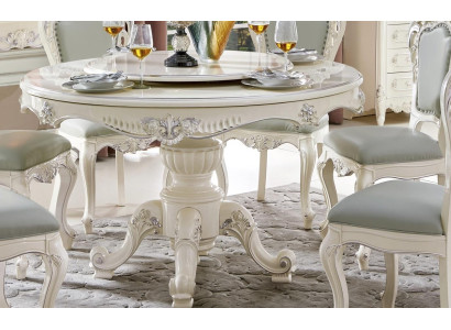 Conjunto de muebles de comedor clásicos de estilo barroco, silla con respaldo y mesa, conjunto de 7 piezas.