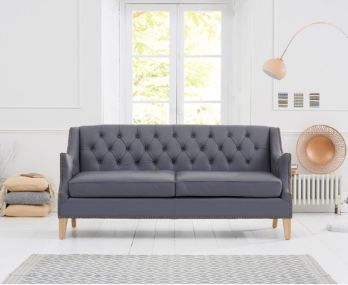 Sofá gris Chesterfield de oficina y de recepción en cuero y textil nuevo jvmoebel ®