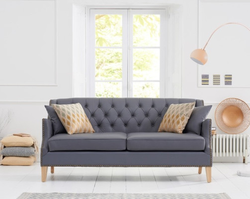 Sofá gris Chesterfield de oficina y de recepción en cuero y textil nuevo jvmoebel ®