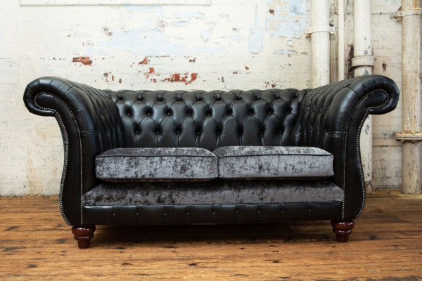 Chesterfield 2 plazas Clásico de lujo Barroco Rococó sofá de cuero nuevo