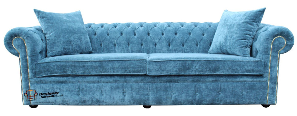 Sofá clásico para sala de estar - Azul Chesterfield tela sofá de 3 plazas jvmoebel ®