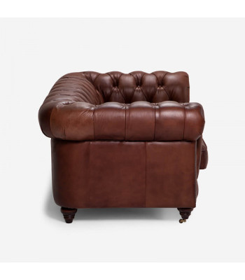 Chesterfield 2 plazas Sofá clásico de lujo barroco rococó de cuero marrón Sofá nuevo